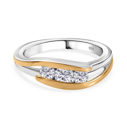 Moissanit Ring 925 Silber, bicolor, (Gr&ouml;&szlig;e 20.00) ca. 0.36 ct