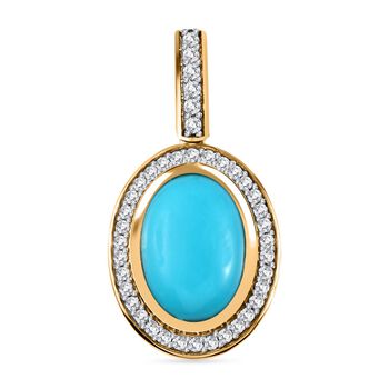 AA Sleeping Beauty T&uuml;rkis, Wei&szlig;er Zirkon Anh&auml;nger 925 Silber Gelbgold Vermeil ca. 5,80 ct.