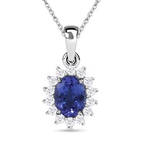 Tansanit und Moissanit Anhänger mit Kette - 1,73 ct.