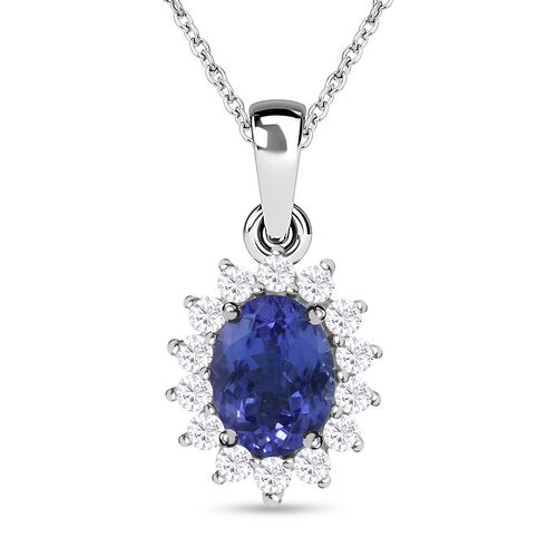 Tansanit und Moissanit Anhänger mit Kette - 1,73 ct. image number 0