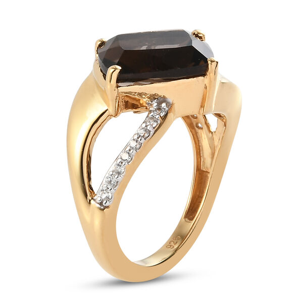Rauchquarz und Zirkon-Ring, 925 Silber vergoldet  ca. 3,94 ct image number 5