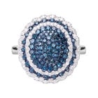 Blauer Diamant Ring, 925 Silber platiniert (Größe 20.00) ca. 1.50 ct