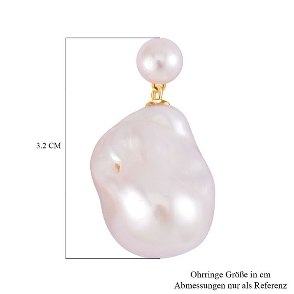 Weiße Barockperle und weiße Süßwasserperle Ohrringe- 76 ct. image number 4