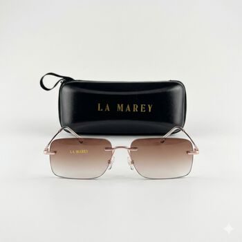 LA MAREY rechteckige Sonnenbrille mit polarisierten Komfortgl&auml;sern, UV400 Schutz, Braun