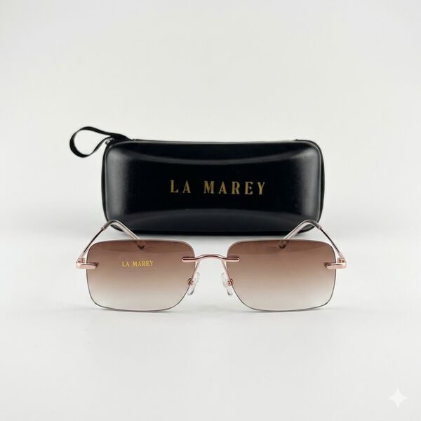 LA MAREY rechteckige Sonnenbrille mit polarisierten Komfortgl&auml;sern, UV400 Schutz, Braun