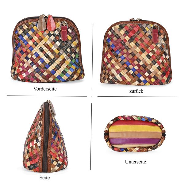 Chaos by Elsie- Echtleder Umhängetasche mit RFID-Schutz, Webmuster, 19x11x20cm image number 5