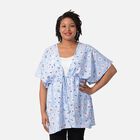 Kimono mit Gürtel, Blumenmuster, Einheitsgröße Himmelblau