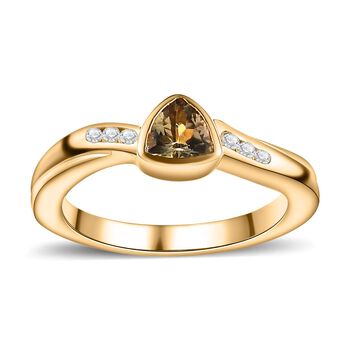 AA nat&uuml;rlicher, goldener Tansanit und Zirkon-Ring - 0,53 ct.