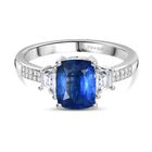 D'Joy AA Natürlicher Kaschmir-Kyanit, Weißer Zirkon Ring 925 Silber rhodiniert (Größe 19.00) ca. 3,62 ct