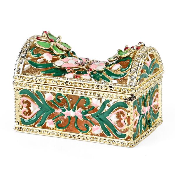 Dekorative Aufbewahrungsbox in rechteckiger Emaille-Form, 8,5x5,5x6cm, Mehrfarbig