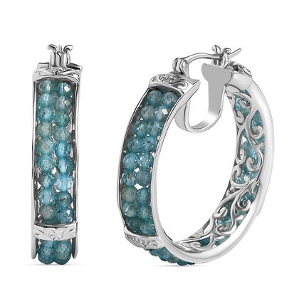 Blaue Apatit Ohrringe, Messing, ca. 21.00 ct