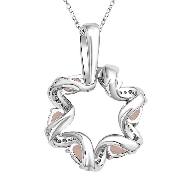 Champagner und wei&szlig;e Zirkonia Anh&auml;nger mit Kette, Messing image number 5