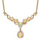 Nat&uuml;rliches, &auml;thiopisches Welo Opal-Collier, ca. 45 cm, 925 Silber vergoldet ca. 4.25 ct