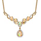 Natürliches, äthiopisches Welo Opal-Collier, ca. 45 cm, 925 Silber vergoldet ca. 4.25 ct image number 0