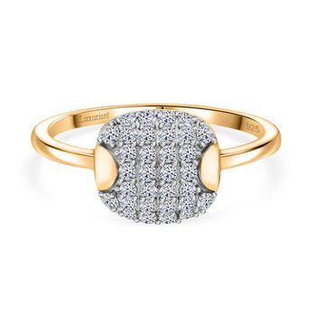 LUXURIANT SGL zertifizierter SI-GH Labor Diamant Ring, 925 Silber 750 Gelbgold Vermeil - 0,50 ct.