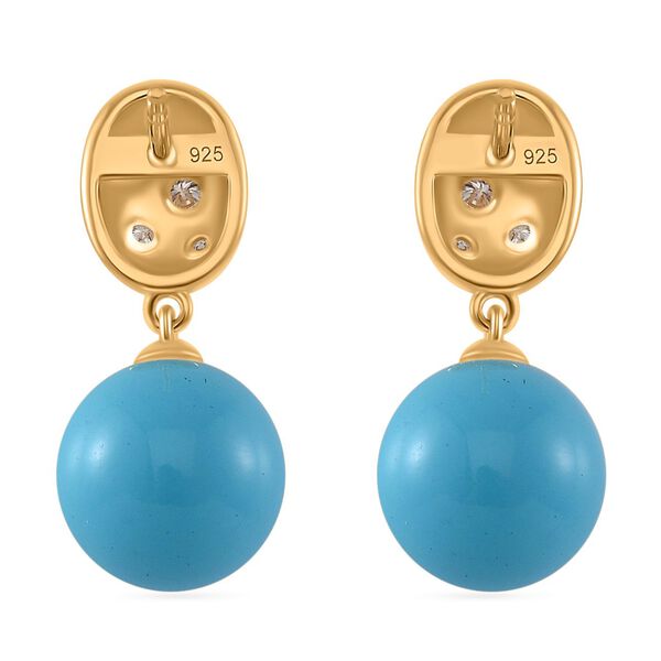 Sleeping Beauty Türkis farbe Muschelperle, Moissanit Ohrringe 925 Silber vergoldet image number 5