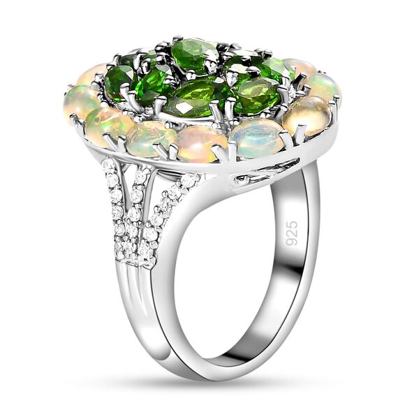 Nat&uuml;rlicher Chromdiopsid und Opal-Ring, 925 Silber platiniert  ca. 3,58 ct image number 5