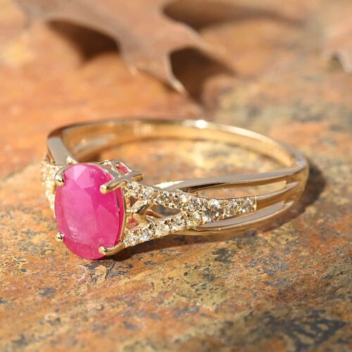 AAA Natürlicher Mosambik Rubin und Diamant Ring in 585 Gold - 1,50 ct. image number 1
