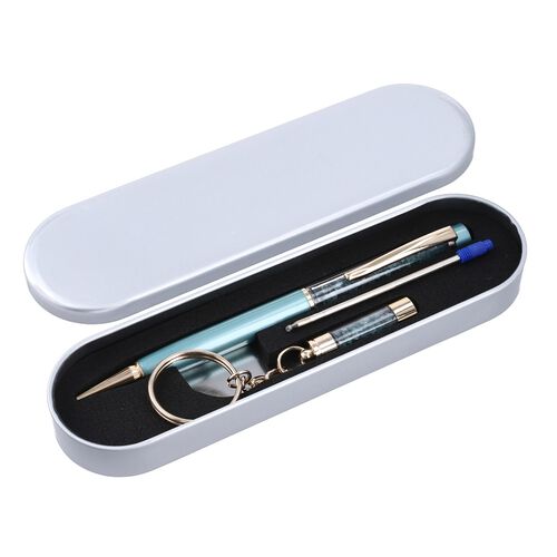 Premium Kollektion - Echter Grandidierit-Kugelschreiber mit extra Mine und Schlüsselanhänger, Grandidierit image number 0