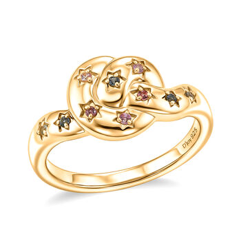 D'Joy Mehrfarbiger Saphir Ring 925 Silber 750 Vergoldet (Gr&ouml;&szlig;e 18.00) ca. 0.11 ct