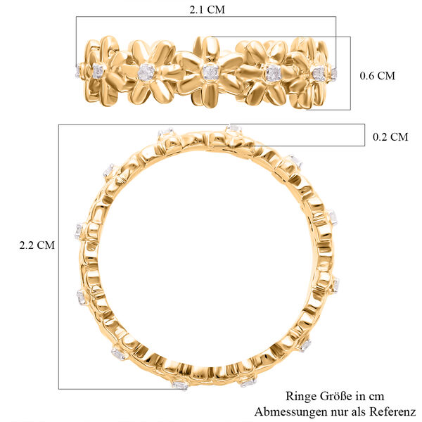 G&auml;nsebl&uuml;mchen Wei&szlig;er Diamant P3 Ring, 925 Silber vergoldet (Gr&ouml;&szlig;e 18.00) ca. 0.06 ct image number 5