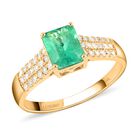 LUXORO AAA Kolumbianischer Smaragd, Weißer Diamant Ring, zertifiziert und geprüft, 585 Gold (Größe 20.00) ca. 1.65 ct