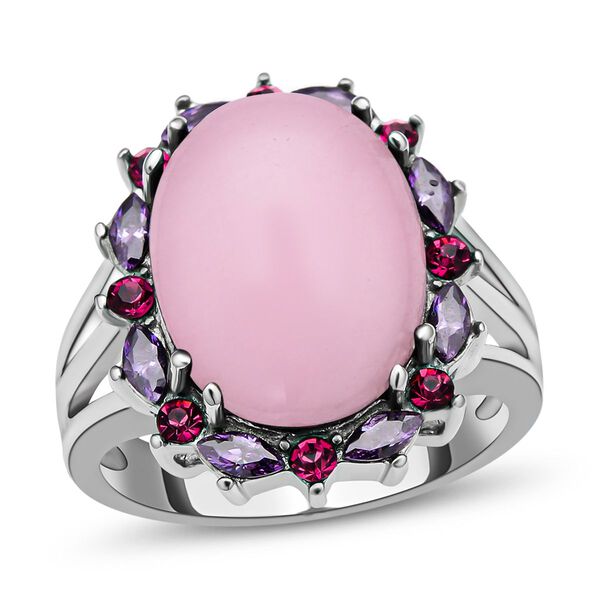 Rosenquarz, fuchsiafarbener und lila Kristall-Ring - 10 ct. image number 4