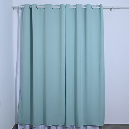 2er-Set blickdichte Vorhänge mit Metallösen, Türkis image number 0