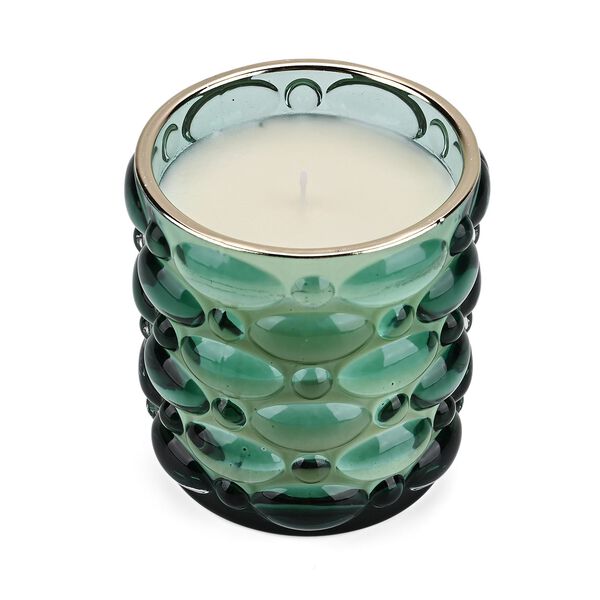 LIVMORE - Duftkerze im strukturierten Glas, Amber und Pfingstrose, 48 Std. Brenndauer, Dunkelgrün image number 3