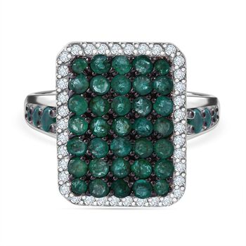 AA Kagem Sambischer Smaragd Ring 925 Silber rhodiniert (Gr&ouml;&szlig;e 18.00) ca. 2,19 ct