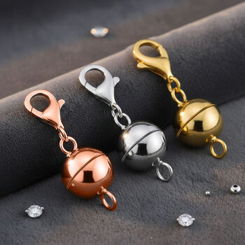 3er Set - Magnetverschluss mit Karabinerverschluss, 925 Silber rhodiniert, ros&eacute;vergoldet, vergoldet - 3 Gramm