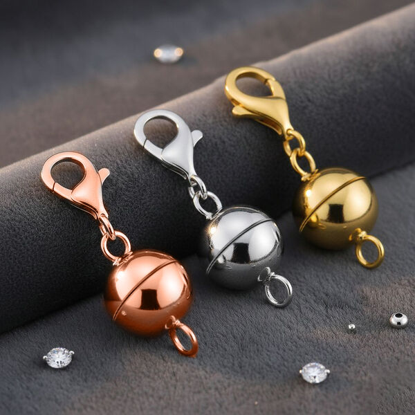 3er Set - Magnetverschluss mit Karabinerverschluss, 925 Silber rhodiniert, ros&eacute;vergoldet, vergoldet - 3 Gramm image number 2