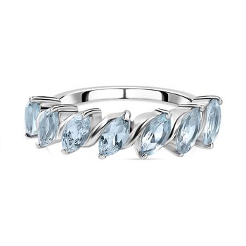 Himmelblauer Topas Ring 925 Silber rhodiniert (Gr&ouml;&szlig;e 21.00) ca. 2,18 ct