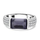 Lustro Stella Blauer Zirkonia, Weißer Zirkonia Ring 925 Silber rhodiniert (Größe 17.00)