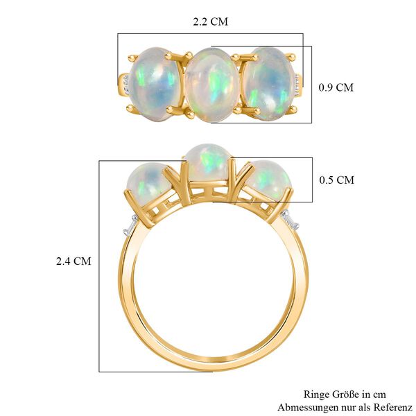 AA Nat&uuml;rlicher, &auml;thiopischer Welo Opal, Wei&szlig;er Diamant Ring, 925 Silber 750 Gelbgold Vermeil (Gr&ouml;&szlig;e 21.00) ca. 2.34 ct image number 8