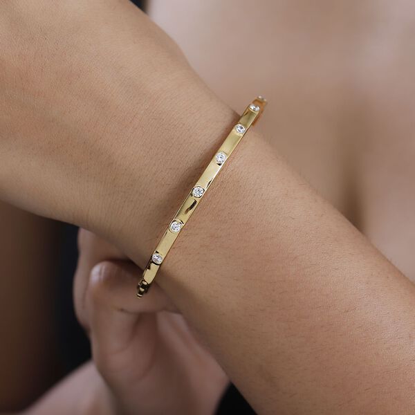 J Francis gefertigt mit SWAROVSKI- Swarovski Zirkonia 19cm Armreif, 925 Silber 750 Gelbgold Vermeil image number 3