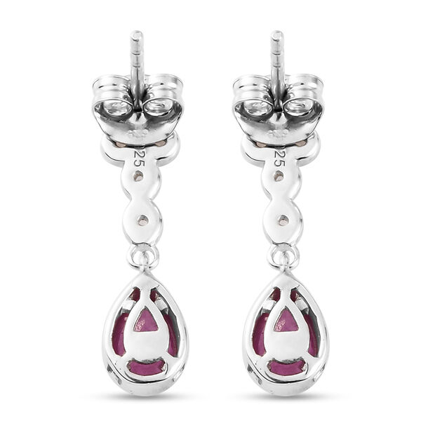 Premium Ilakaka Rosa Saphir und Zirkon Ohrhänger 925 Silber platiniert (Fissure gefüllt)   image number 5