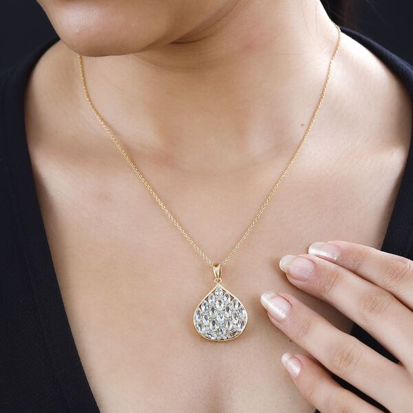 Blau Topas, Wei&szlig;er Zirkon Anh&auml;nger 925 Silber 750 Gelb Vermeil ca. 5.98 ct image number 3