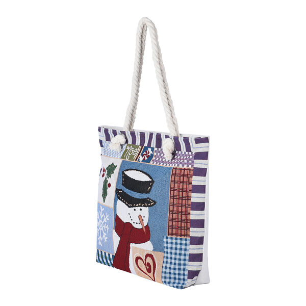 Jute Handtasche mit Schneemann, Gr&ouml;&szlig;e 42x34x9x37 cm, Schneeman image number 4