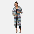 Gehäkelter Kimono, Meshgewebe, Blau