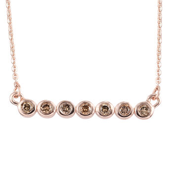 Nat&uuml;rlicher Champagner Diamant Halskette ca. 50 cm 925 Silber Ros&eacute;gold Vermeil ca. 0,25 ct