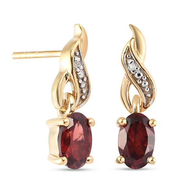 Roter Granat und Diamant Ohrh&auml;nger 925 Silber vergoldet ca. 1,11 ct&nbsp; image number 4