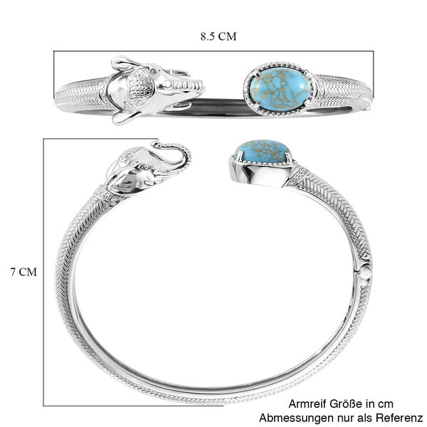Blauer T&uuml;rkis-Elefantenkopf-Armreif in Silberton image number 5