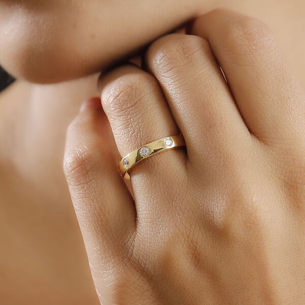 J Francis gefertigt mit SWAROVSKI- Swarovski Zirkonia Bandring, 925 Silber 750 Gelbgold Vermeil image number 3