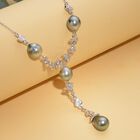 Tahiti Perle und weiße Zirkon-Halskette, 45 cm image number 2