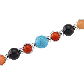 Mehrfarbige Edelsteine Chakra Halskette, ca. 45cm + 5cm Extender, ca. 213.00 ct