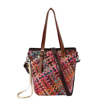 Chaos by Elsie - 100% Echtleder gewebter Tasche mit RFID schutz, 30x27x20 cm