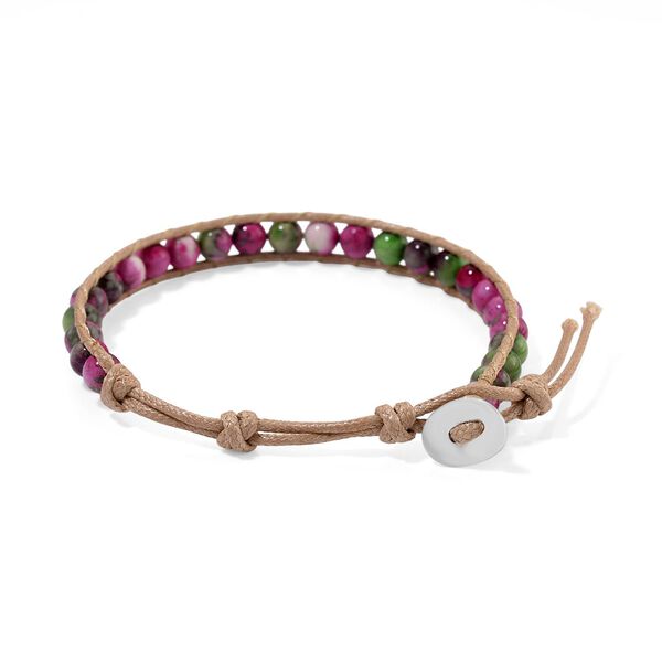 Flexibles Fuchsia-gr&uuml;nes Regenblumen-Yuhua-Quarzit Armband - 35 ct. image number 4