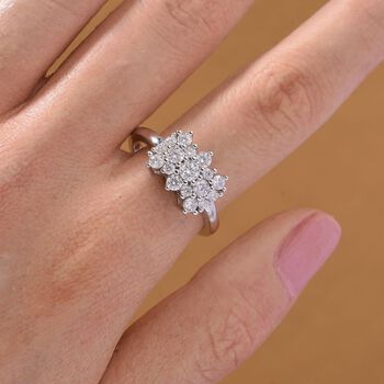 RADIANTA GRA zertifiziert Moissanit (D-VVS) Ring 925 Silber rhodiniert (Gr&ouml;&szlig;e 18.00) ca. 1.07 ct