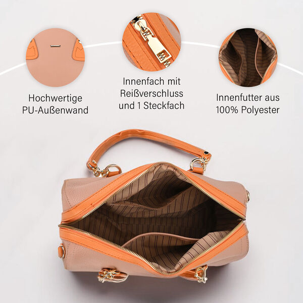 SATCHEL Moderne Handtasche mit Crossbody Gurt, 34x11x22 cm, rosa image number 3